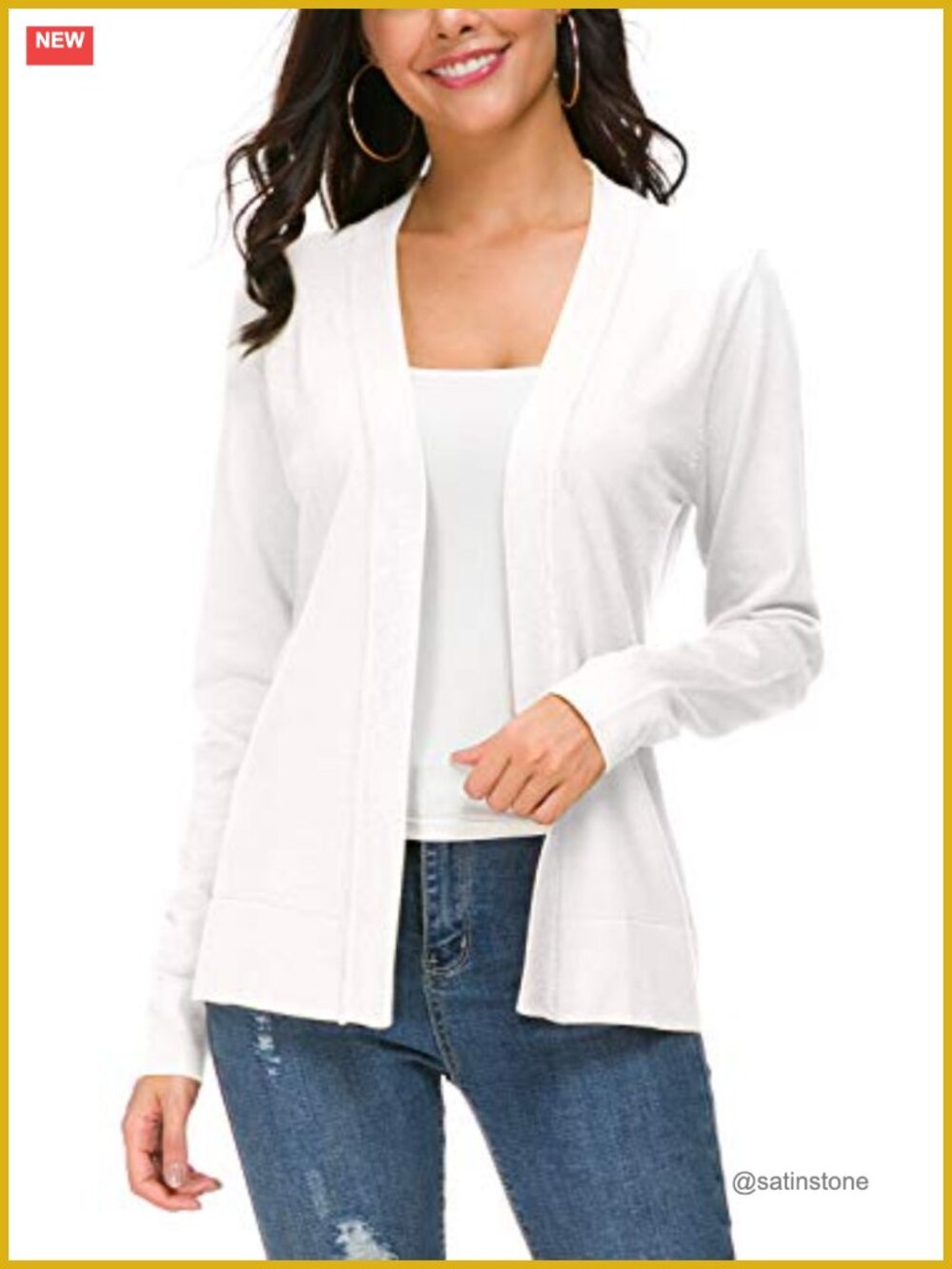 Long Sleeve Open Front Knit Cardigan Sweater Shawl Collar Lightweight